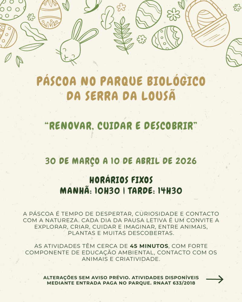 Páscoa no Parque Biológico da Serra da Lousã: renovar, cuidar e descobrir em família!